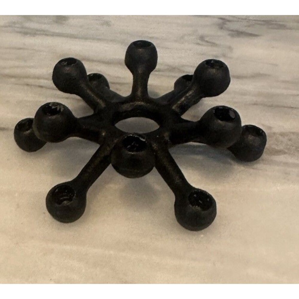 Black Cast Iron DANSK Designs Denmark Atomic Spider Candle Holder Vintage